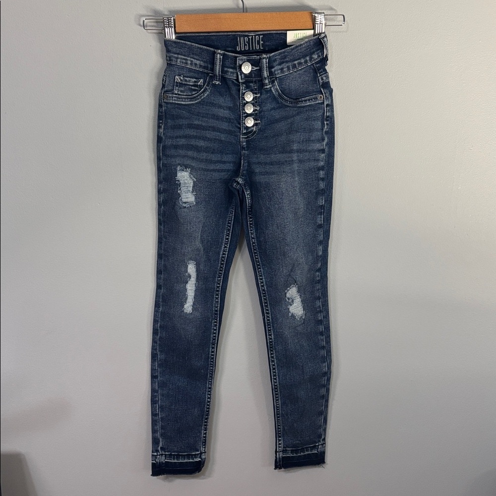 Justice Jeans Girls Size 10 Slim Blue Jegging High Rise Stretchy Button‎ Fly